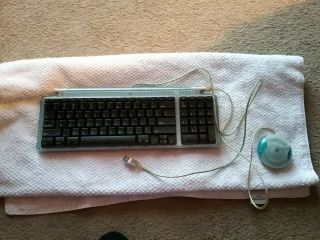 Apple M2452 Wired Keyboard,  blue,  vintage iMac with mouse 2