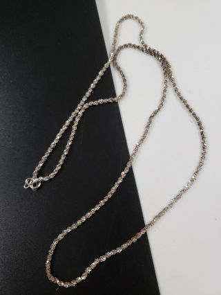 Vintage Sterling Silver Textured 2 Mm Rope Chain Necklace 24 " L (9.  6 G)