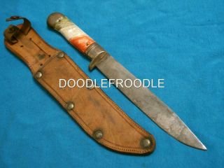 Vintage Mella Germany Hunting Skinning Bowie Knife Knives Sheath Mexico Souvenir