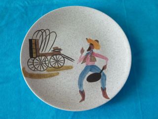 Vintage Red Wing Round Up Chuck Wagon Dinner Plate 10 7/8