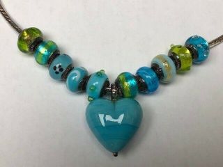 Vintage Murano Glass Bead Sterling Silver Necklace