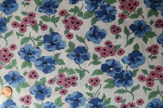 One VINTAGE FEEDSACK PINK & BLUE FLOWERS 37x46/46/44 All & Pressed 2