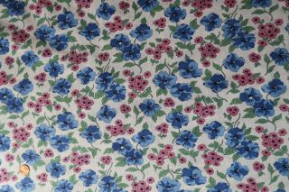 One VINTAGE FEEDSACK PINK & BLUE FLOWERS 37x46/46/44 All & Pressed 4