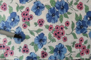 One VINTAGE FEEDSACK PINK & BLUE FLOWERS 37x46/46/44 All & Pressed 7