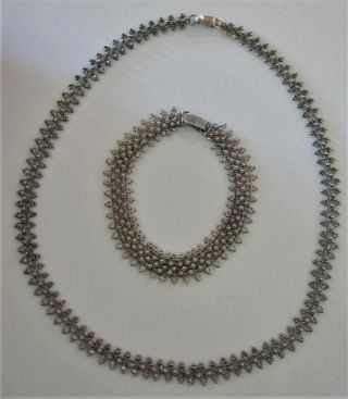Vintage Delicate Necklace And Bracelet 950 Silver 28g Euc