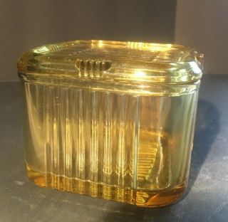 Vintage Amber Glass Refrigerator Dishes Ribbed