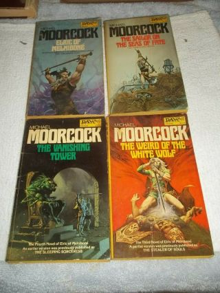 Michael Moorcock,  4 Fantasy Fiction,  Paperbacks,  Vintage Ace And Others.  Elric