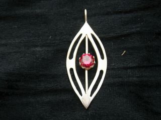 Vintage Sterling Silver Pendant With Red Stone By Vera Grant Edinburgh 1981