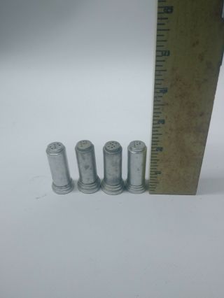 2 Vintage Salt & Pepper Shakers Silver Metal Bullet Design 2 "