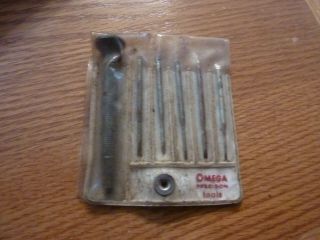 Vintage Omega 6 Piece Small Precision Screw Driver Set - Lock Handle - 5 Bits