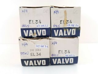 4 X El34 Mullard Nos/nib Tubes,  Branded Valvo,  Xf4 B9l5 (3pc).  Quad C18 Enair