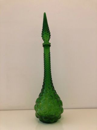 Vintage Italy Bubble Genie Bottle Decanter Empoli Sea Green 22 " Art Glass Mcm