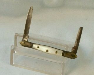 Vintage Pocket Knife 2 Blade Mop Pearl Handle Small 2 1/2 " Made Germany