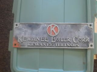 Vintage Kewanee Boiler Corp.  Illinois Emblem Builders Plate Sign License Tag