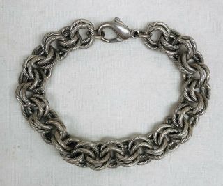 Vintage Prochain Chunky Sterling Silver Double Link Bracelet 53 Grams 8.  5” Long
