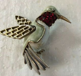 Vintage Signed Weiss Bird Brooch Pin With Rhinestones