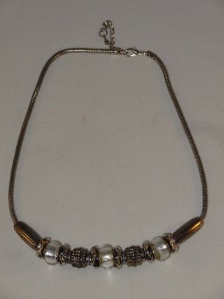 Vintage Silver Bead Charm Necklace Choker Pretty Stylish Fashionable 3