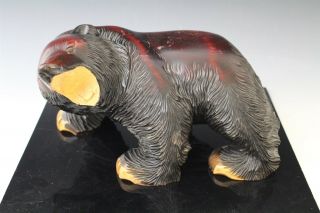 Vintage Mystery Artist Signed ? Studio Art Carved Wood Brown Grizzly Bear