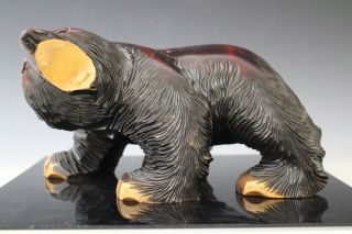 Vintage Mystery Artist Signed ? Studio Art Carved Wood Brown Grizzly Bear 5