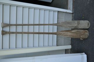2 Vintage Wood Canoe Paddles 60 " & 59.  5 " Refinish Or Use As Nautical Decor