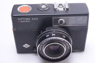 Agfa Optima 500 Sensor 35mm 1969 Metal Top Camera W/ 42mm Color Apotar 2.  8 Lens