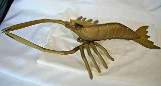 Vintage Brass 21 " Shrimp Crawfish Crayfish Wall Or Table Décor