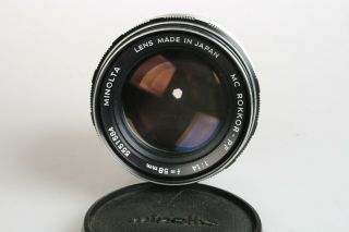 MINOLTA MD MC Rokkor - PF 58/1.  4 58mm f1.  4 1.  4 Lens JAPAN w/Cap 2