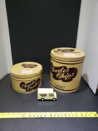 Vintage Charles Cookies Advertising Tin By Musser’s Potato Chips Inc & Truck