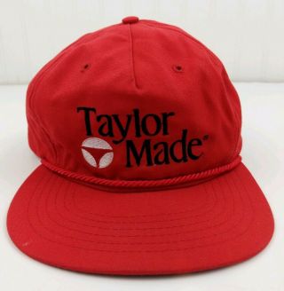 Vintage Taylor Made Golf Hat Hipster Athletic Red Leather Strapback Guc Usa Made