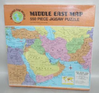Vtg Around The World Map Series 500 Piece Middle East Map Puzzle