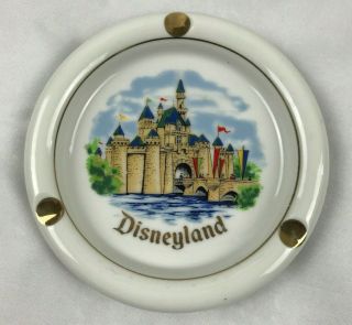 Disneyland Vintage Ceramic Ashtray Souvenir W/ Castle Graphics Japan Walt Disney