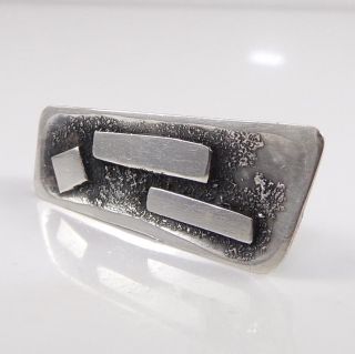 Vintage Sterling Silver Tie Clip Mid Century Modernist Abstract Mens Ldg6