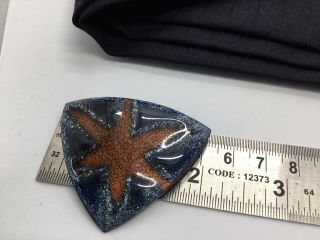 Vintage Teriotis Enamel Copper Star Blue Orange Brooch Pin 3