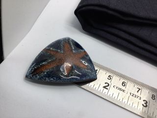 Vintage Teriotis Enamel Copper Star Blue Orange Brooch Pin 4