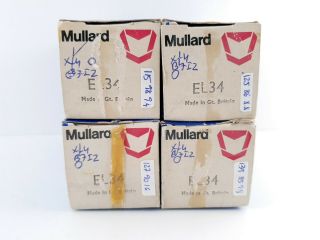 4 X El34 Mullard Nos/nib,  Matche Pair,  Xf4 B7i2 Made In Great Britain C18 Enair