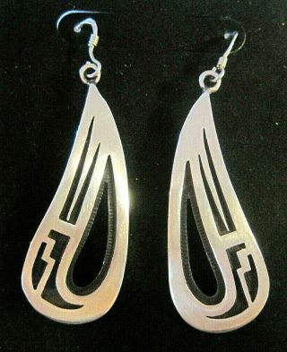 Stunning Vintage Hopi Native American Sterling Silver Dangle Earrings