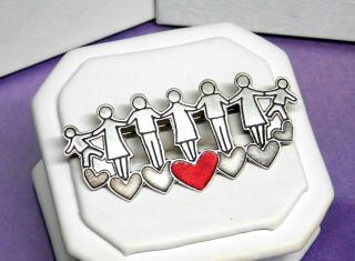 Vintage Efs Mexico Sterling Silver Save The Children Hearts Brooch Pin