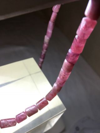 Vintage 16” 5 - 6mm Tube Beads Pink Tourmaline 193
