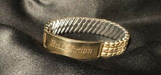 Vintage 1/20 12k Gf Gold Filled Mens Id Bracelet Engraved Bill Woods 38.  4 Grams