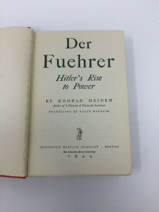 Der Fuehrer: Hitler ' s Rise to Power Konrad Heiden - 1944 - Houghton Mifflin Co. 2