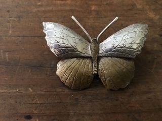 Vintage Courtney Peterson Butterfly Brooch / Pendant Sterling Silver Vermiel
