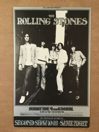 1969 Vintage Postcard Bill Graham The Rolling Stones Oakland Coliseum