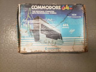 Commodore 64 Computer With Box And Cords Powers On