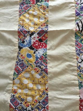 vintage Handmade Old Print Quilt Top Main color is Yellow 58” x 66” Top Only 5