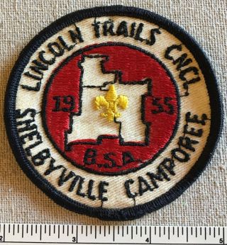 Vintage 1955 Lincoln Trails Council Boy Scout Shelbyville Camporee Patch Camp Il