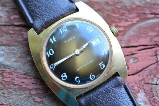 Vintage Collectible 1975 Timex Mens Sprite Bronze Dial Handwind Watch