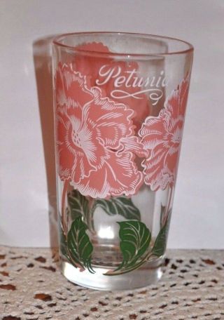 Vintage Pink Petunia Boscul Peanut Butter 5 Inch Drinking Glass