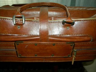 Vintage Faux Leather Cognac Burton Weekender With Hard Case Bottom