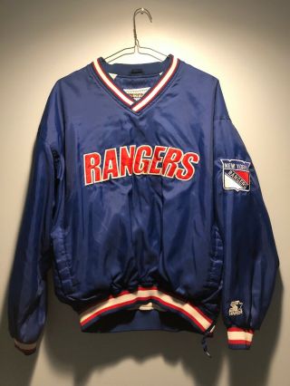 Vintage Starter York Rangers Jacket Size Large L Pullover Windbreaker Nhl