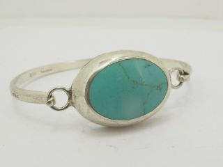 Vintage Sterling Silver 925 & Turquoise Mexico Bangle Bracelet